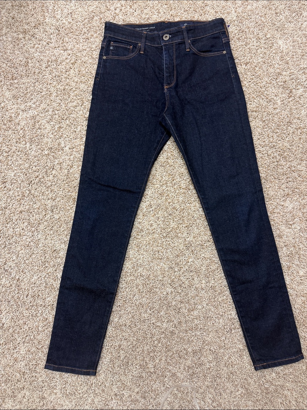 AG Farrah Skinny Ankle Jeans Size 26 Dark Indigo Stretch Designer Denim